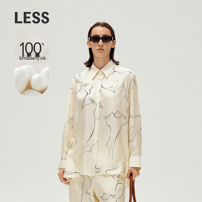 LESS 2024 Spring Two-Tone Mulberry Silk Shirt