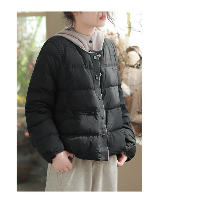 Womens Lightweight Winter Duck Down Coat Black Beige Coffee Elegant Casual Warm Jacket