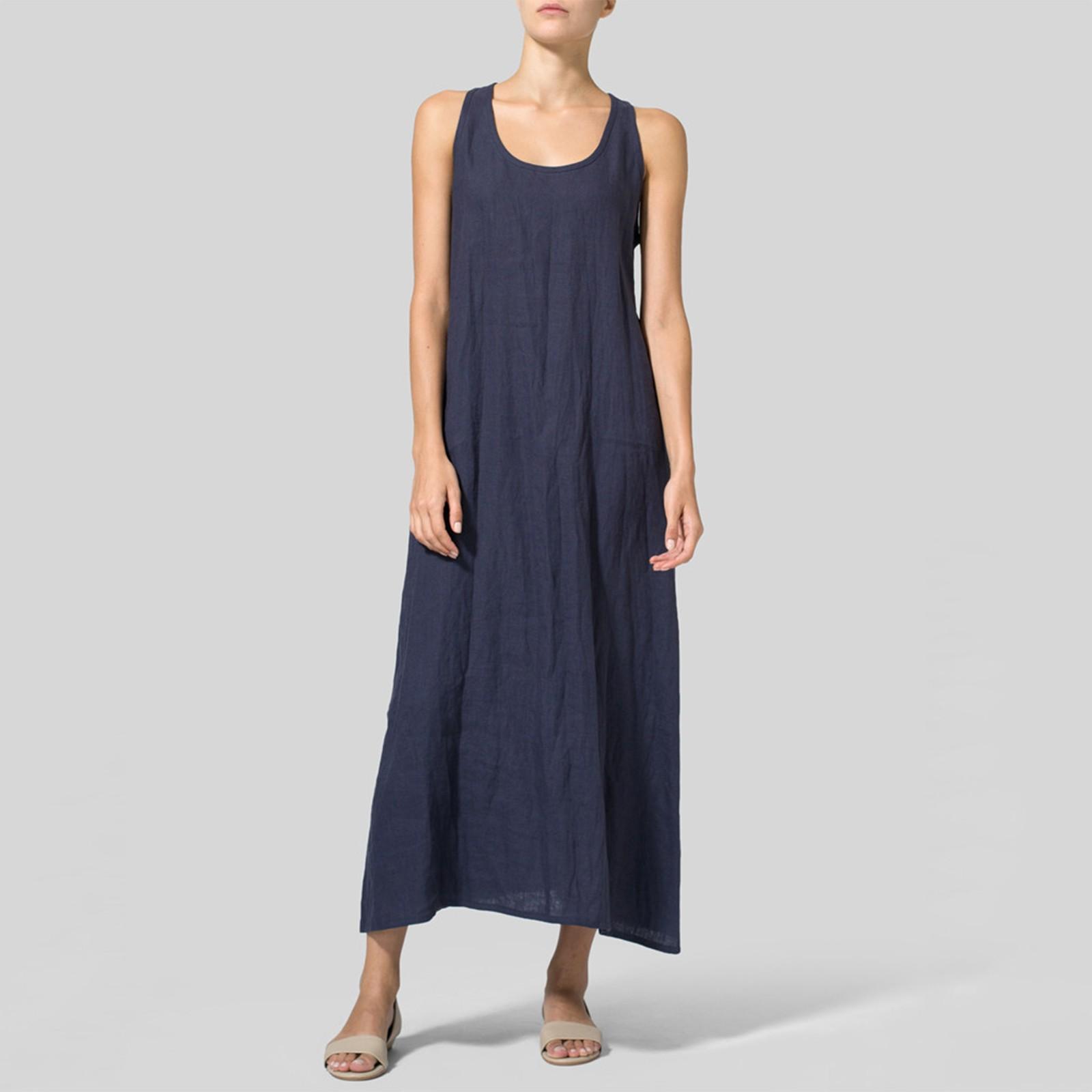 

Женский кафтан, хлопковый жилет, простая повседневная крутая рубашка макси большого размера, платье плюс S тёмно-синий