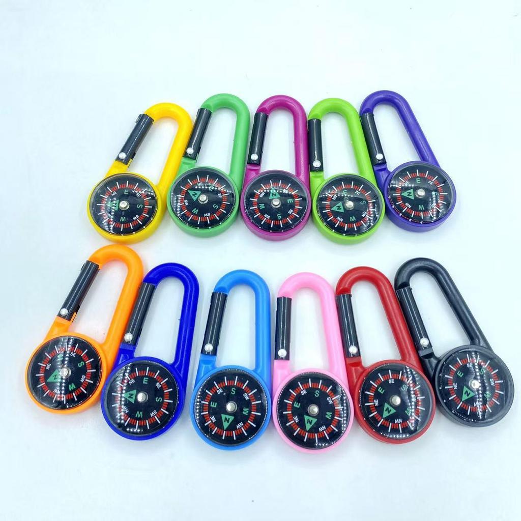 ABS North-Pointing Multifunctional Outdoor Compass Carabiner with Quick-Release Backpack Buckle