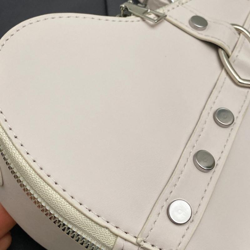 2024 Shoulder Bags Heart Shape Rivet Crossbody Bag Leather Phone Bag for Girl Women