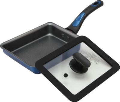 Taniguchi Metall Pfannenset Perfekt für die Zubereitung von Mittagessen Kompatibel mit Gas 13 x Kompatibel mit Metallinhalt Glas Gebraten Leicht Tiefblau