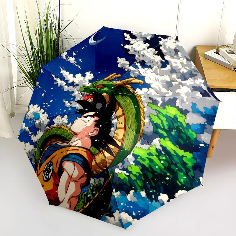 Dragon Ball Z Characters pattern, automatic folding umbrella, portable and foldable design, 8 ribs, a Christmas or birthday gift.