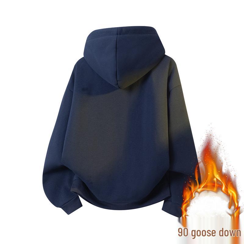 Winter Plus Size Men's Goose Down Hooded Jacket - Casual, Loose, Versatile