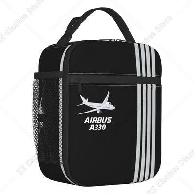 Airbus A330 Captain Stripes Portable Lunch Box Leakproof Pilot Aviation Airplane Cooler Thermal Food Insulated Lunch Bag School