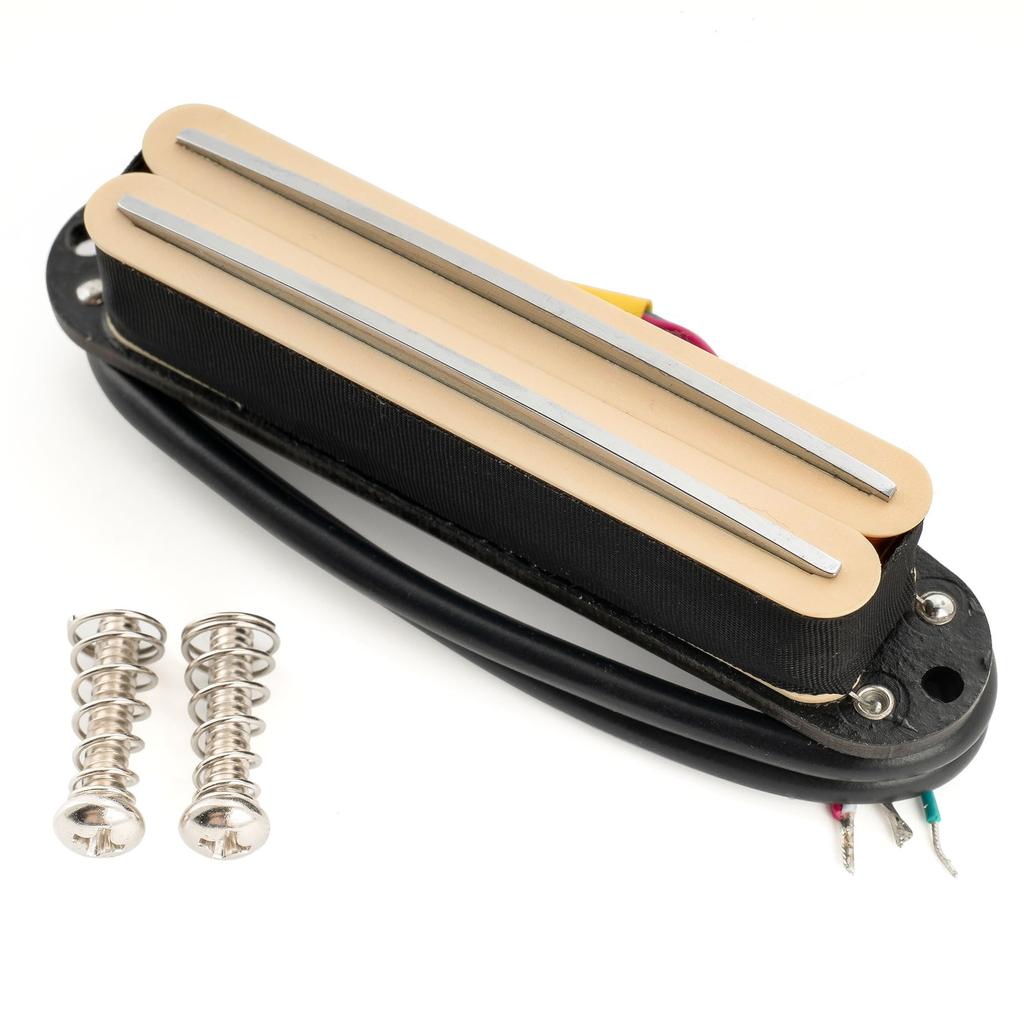 Musiclily Pro Alnico 5 Humbucker Super Distortion for Stratocaster Electric Cream Chrome Rails ST-DPHA Single-Size Pickup, 13.2K, Guitars, Body,