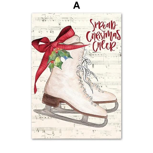 Wesołych Świąt Skarpetka Ciężarówka Samochód Grafika Ścienna Obraz na Płótnie, Nordyckie Plakaty i Druki, Wystrój Domu Salonu, 69F 0316