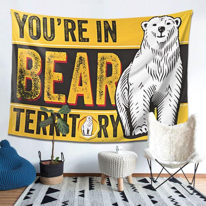 Vintage American Retro Yellow And Black Polar Bear Slogan Tapestry Wall Hanging Home Decor for Bedroom Living Room
