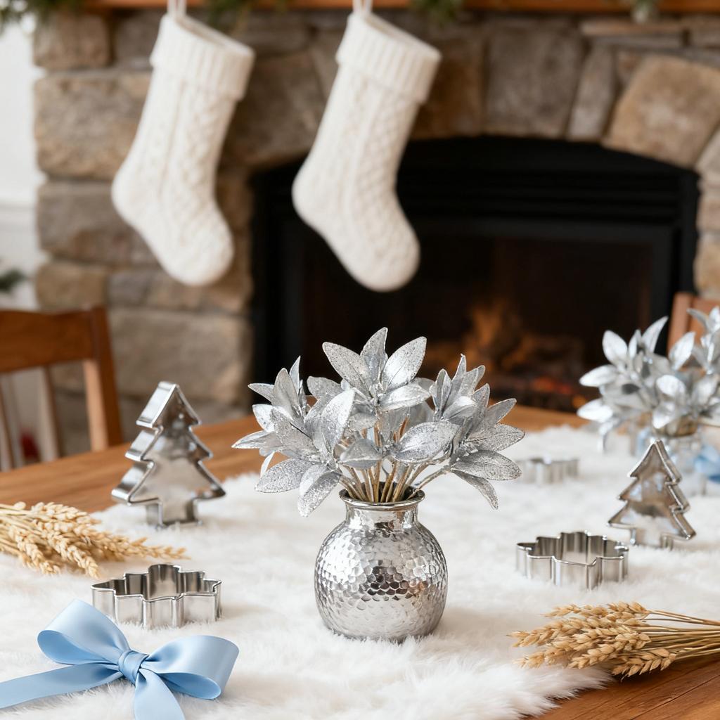 Artificial Flowers Plants Golden Pines Home Room Christmas Tree Wedding Garland Decor Bridal Accessories Clearance Craft Flowers