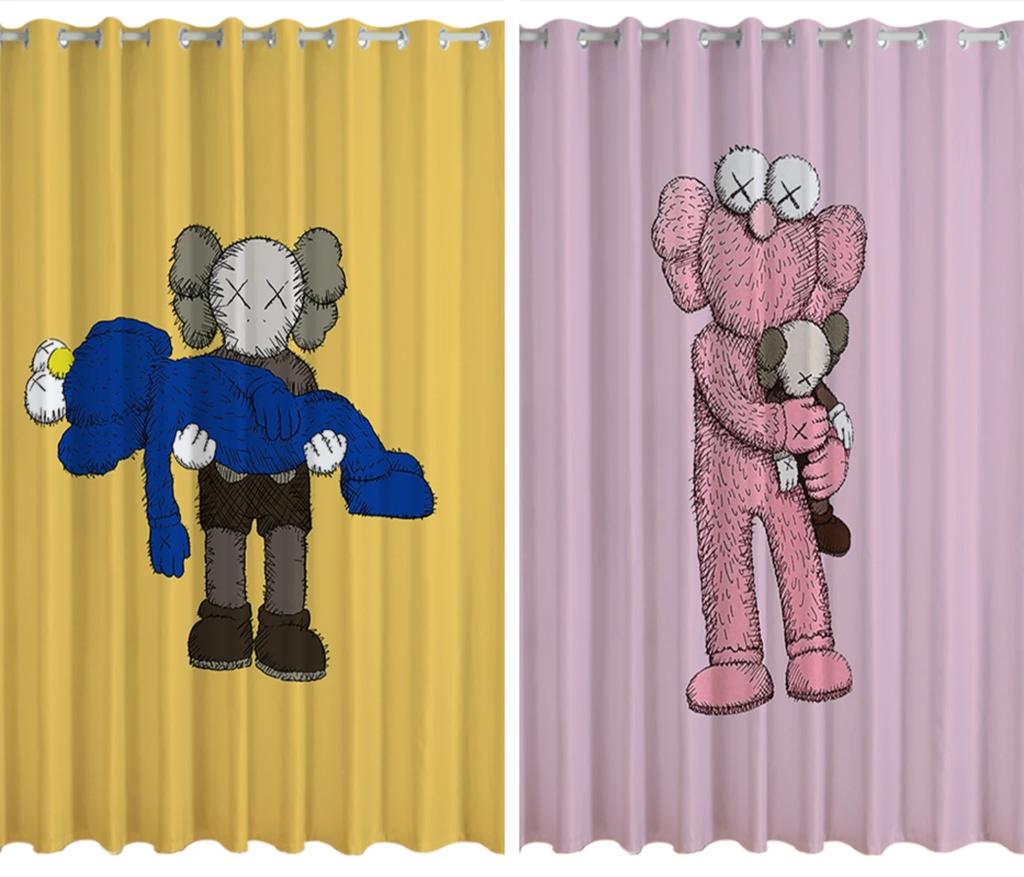 Cute Cartoon Star High Shading Curtain Punched Curtain Children's Room Bedroom Living Room Window Partition Drape Cartoon Style