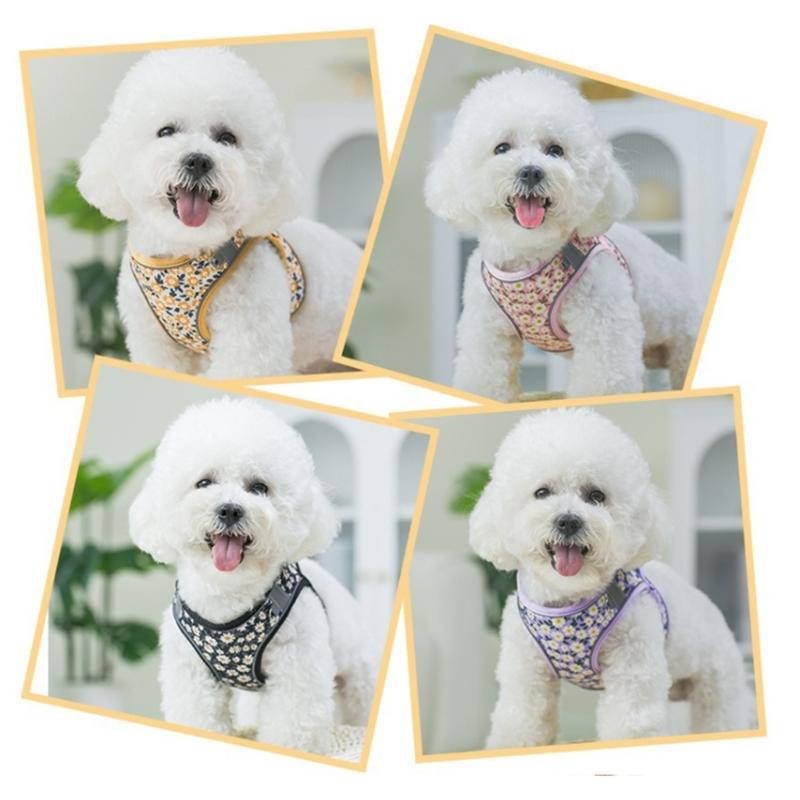 Durable Large Dog Harness for Small Dogs No Pull Adjustable and Breathable Puppies Flower Vest