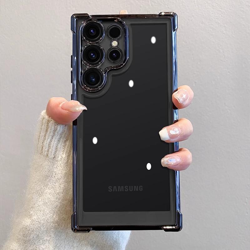 Geschikt voor Samsung S25FE Mobiele Telefoonhoes Electroplated Transparant S24Ultra Vier Hoek Airbag Siliconen S23P Volledige Verpakking Zachte Hoes