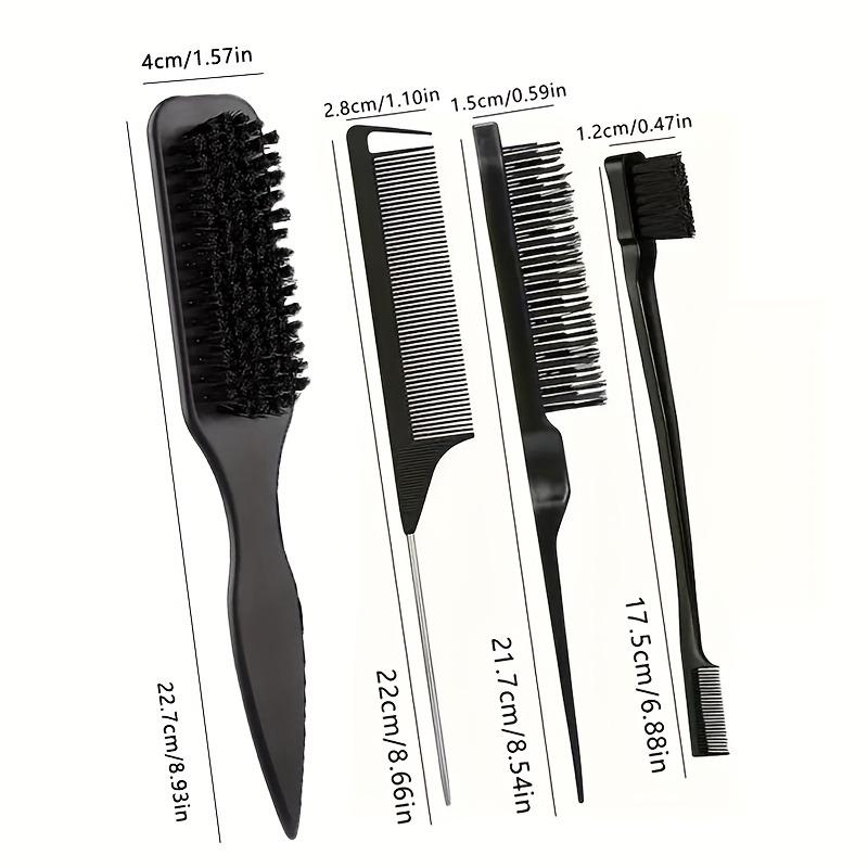 4PCS Professional Pointed Tail Comb Set Anti-Static with Nylon Bristles for Precise Parting Styling All Hair Types Styling Tools