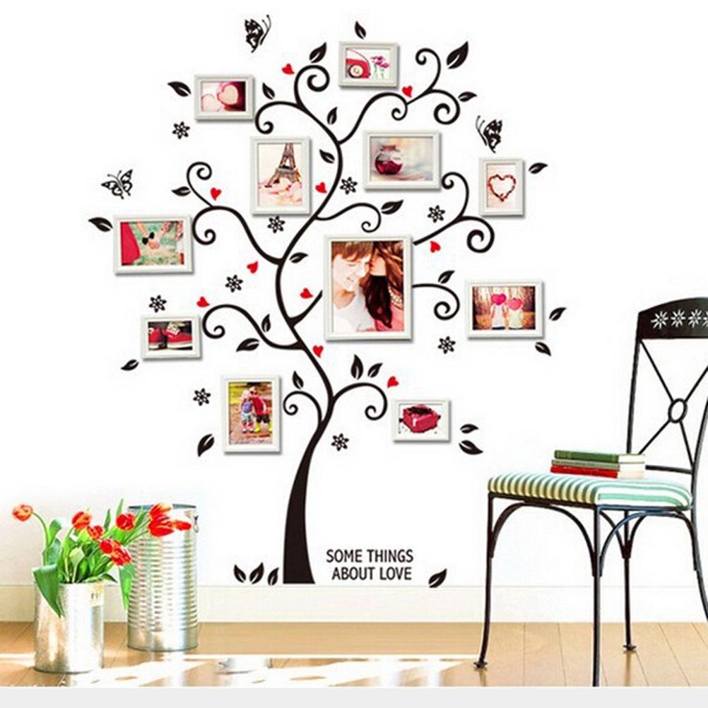 Creative Tree Wall Sticker Removable Self-Adhesive Happy Photo Frame Decor for Bedroom Living Room Home Background