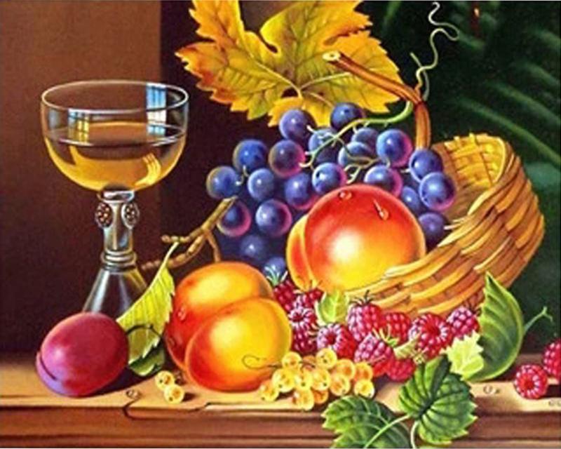Diamond Painting Fruit Full Square Round Drill Diamond Embroidery Apple Mosaic Needlework Art Home Decoration