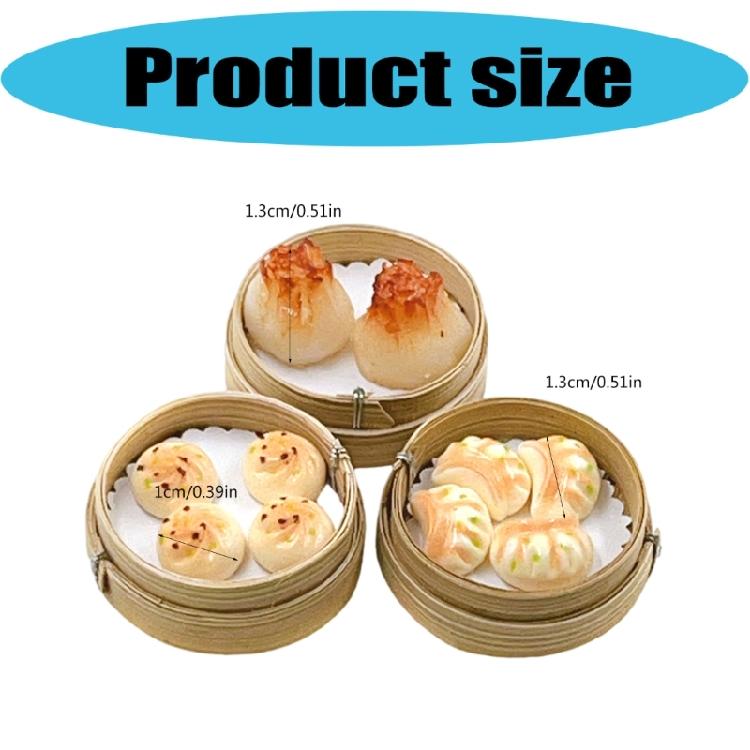 Detailed Miniature Steamer Buns Dumplings Set 1/12 Scale Doll House Realistic Kitchen Restaurant Scene Display Decors