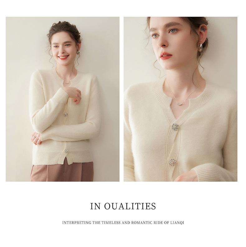Autumn/Winter Women's Cashmere Cardigan - Single-Breasted, Round Neck Outerwear, Loose Fit