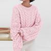 Women's Solid Color Thick Needle Big Dough Twists Loose Pullover Round Neck Long Sleeve Sweater