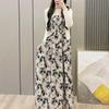 French-Style Floral Print Waist-Cinched Summer Dress for Women - Retro Japanese-Inspired Long Sling Dress 2026.