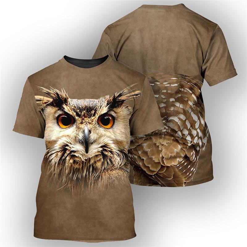Summer Round Neck Animal Pattern 3D Print Top Fashionable Casual Short Sleeved Men's T-shirts