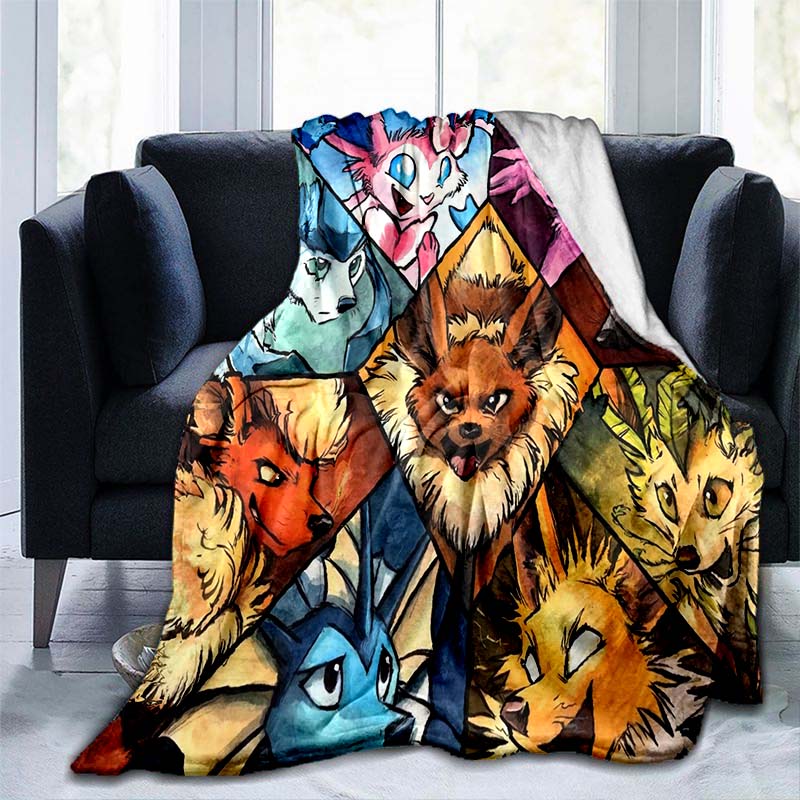 Cartoon Pokemon Pikachu Throw Blanket Soft Comfortable Sofa Blankets and Throws Flannel Blankets for Adults