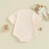 Baby Girls Boys Rompers Fuzzy Letter Embroidery Crew Neck Short Sleeve Infant Bodysuits Summer Clothes Jumpsuits