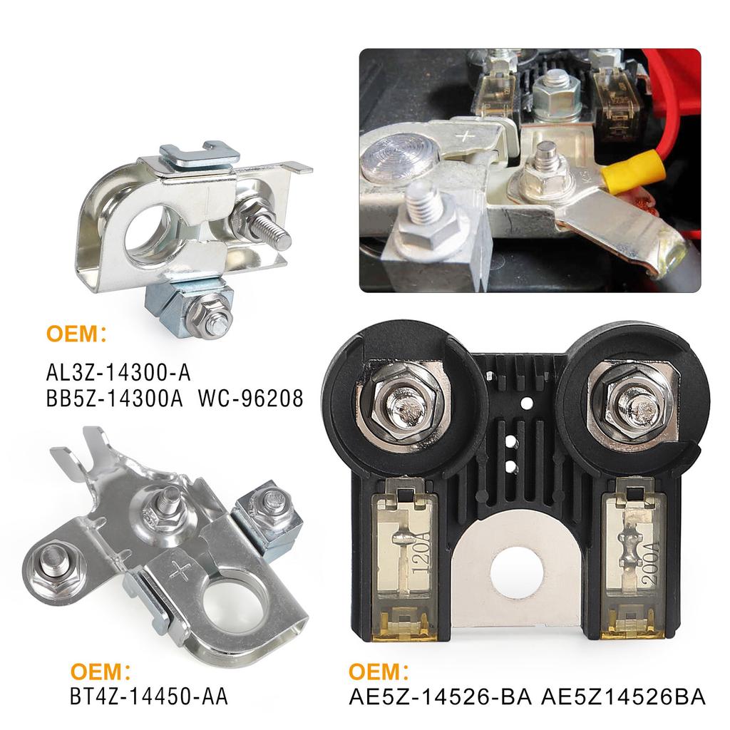 Complete Battery Terminals & Fuses set Easy Installation Battery Terminals Clamps & Fuses Replaces AE5Z14526BA for Vehi