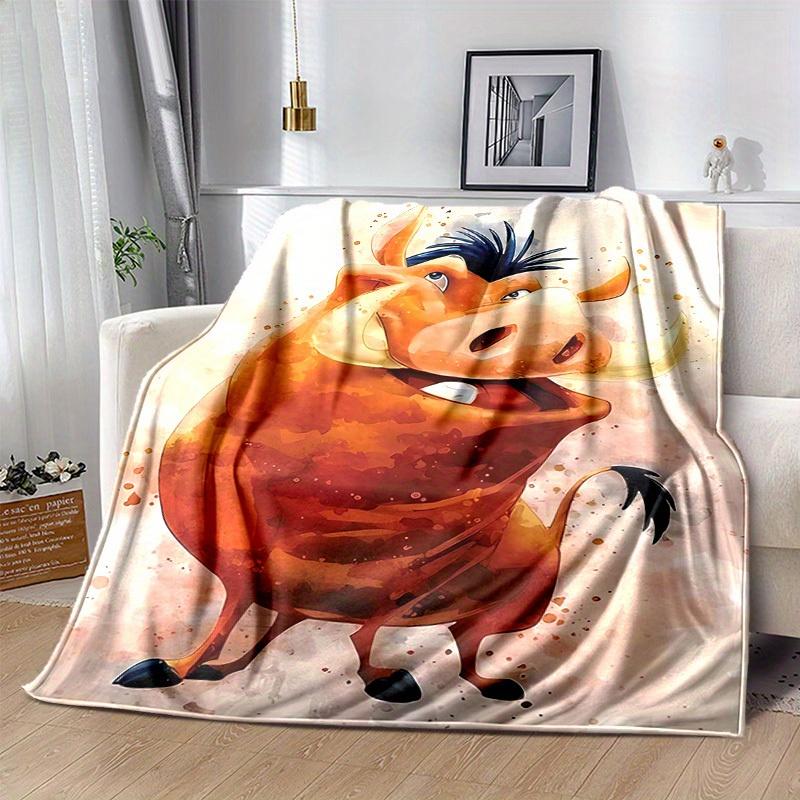 1pc, Warm and Cozy Watercolor Warthog Blanket - Seasonal Home Decor, Perfect for All Seasons, Soft Flannel Throw Blanket - Versatile & Cozy