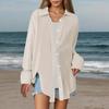 Damesblouse Kraag Lange Mouwen Knoopsluiting Blouses Tops Effen Kleur Losse Pasvorm Makkelijk te Onderhouden Gekreukelde Blouse