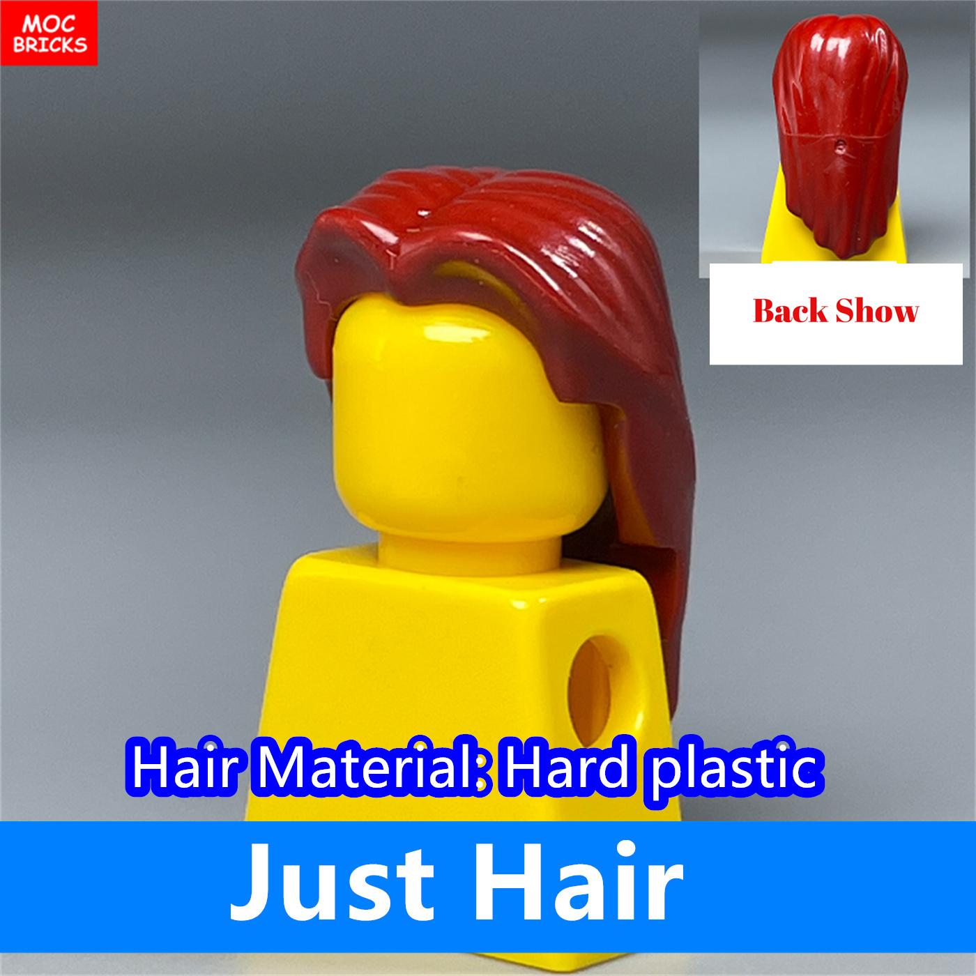 

Non-Toxic 10Pcs Moc Bricks 4Cm Figure Black Straight Hairs Body Parts Accessories Diy Building Blocks Toys Kids Chrismas Gifts