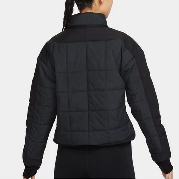 Nike Solid Color Stand Collar Zipper Casual Cotton Jacket Women Jackets Black FB7822-010