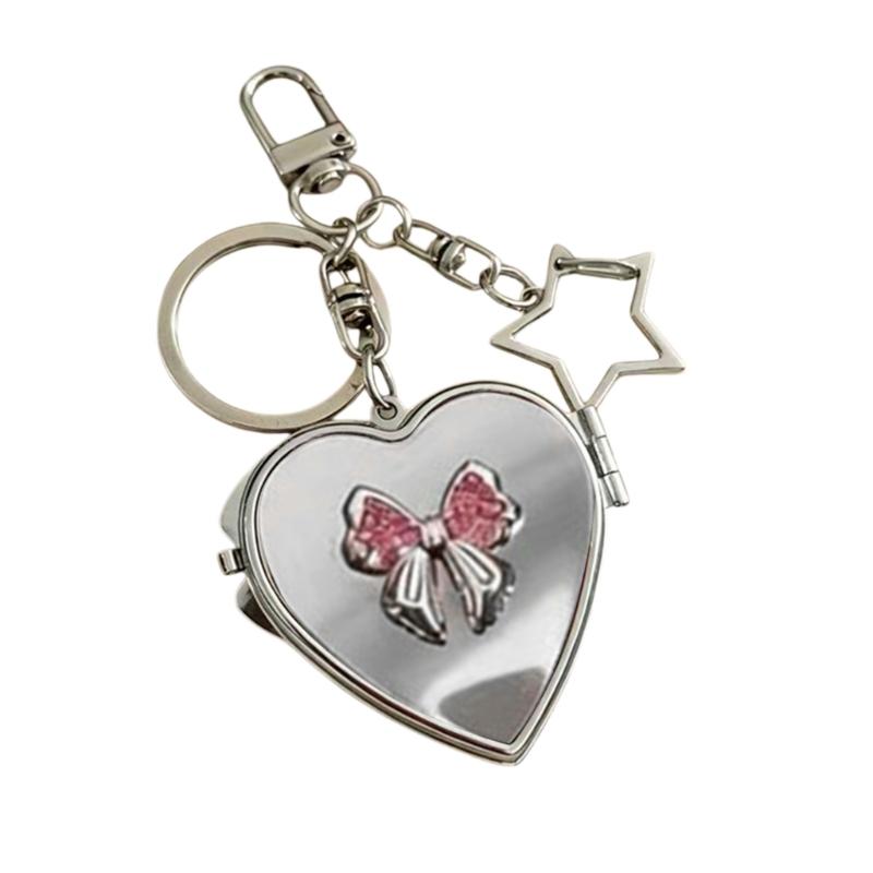 Vintage Butterfly Heart Mirror Keychain For Girls Women Fashion Accessory Stylish Accessories Perfect For Keys Bags