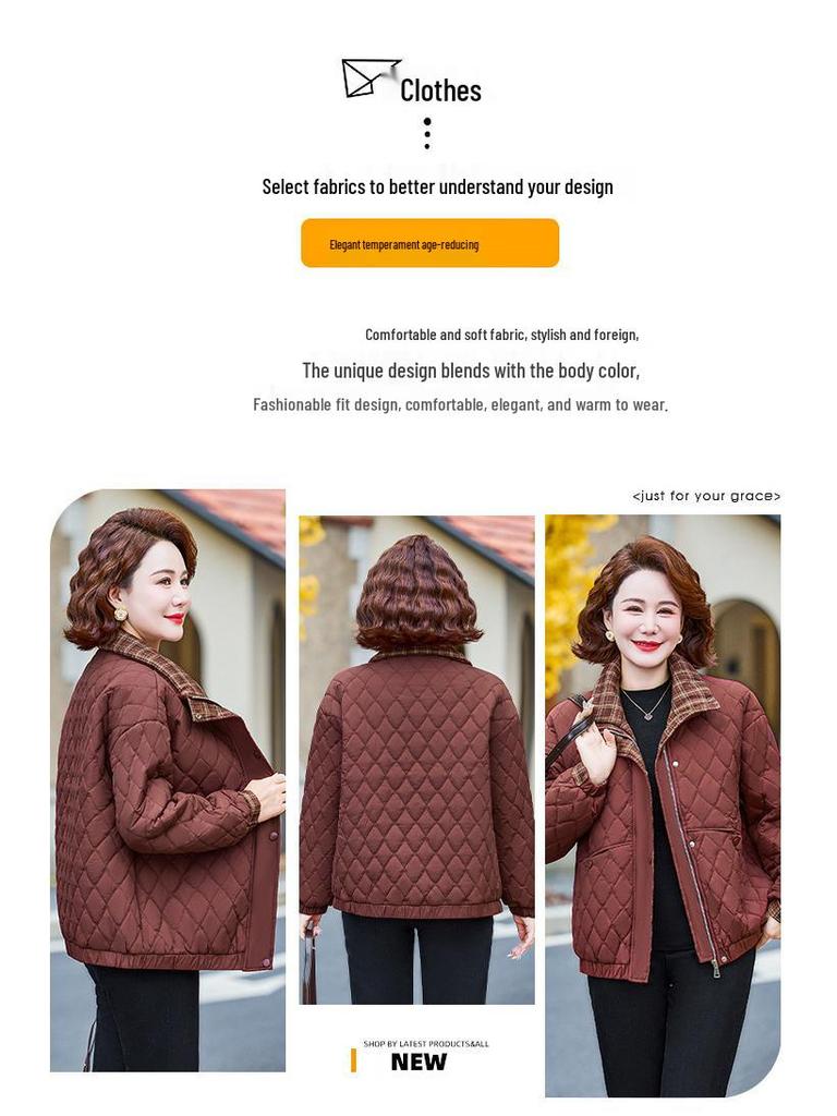 New Winter Lapel Cotton Coat for Middle-Aged Women: Casual Short Jacket for Mothers and the Elderly