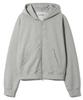 Basemoment Rivet Crop Zip-Up Hoodie (Heavyweight) Melange Grey