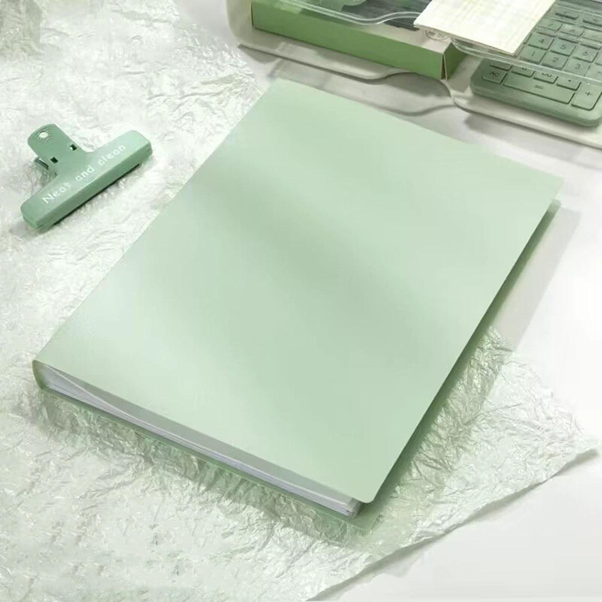 

A4 Data Book Green Gradient Color Folder Student Exam Paper Storage Book Large Capacity 30 Pages Practical Office Supplies New