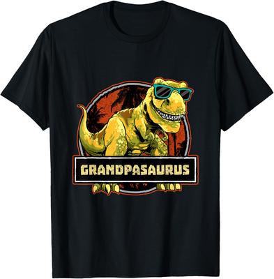 Grandpasaurus Funny Dinosaur Grandfather Graphic Tee Men Casual Cotton Short Sleeve T-Shirt
