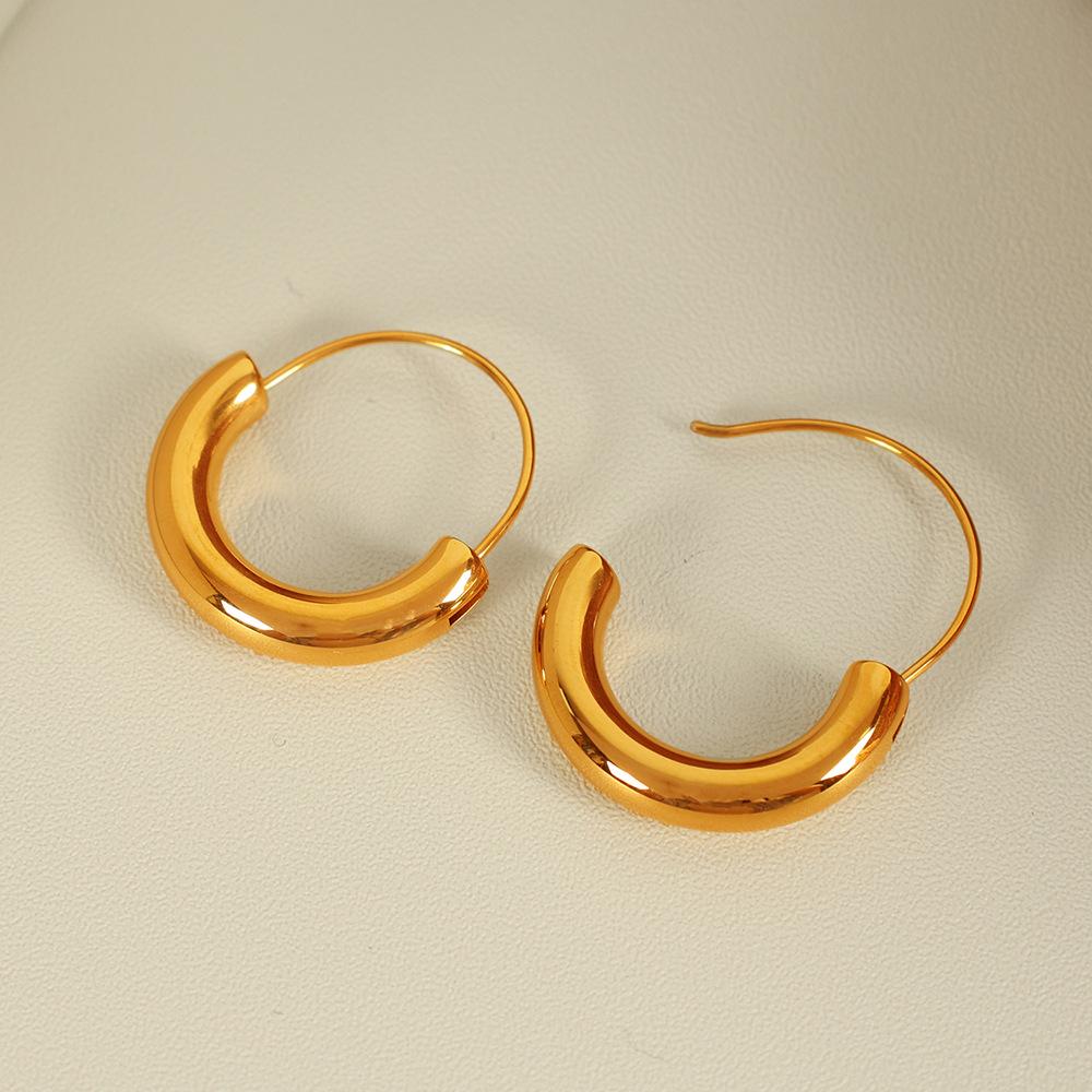 Yori Stainless Steel Geometric U-Shape Hoop Earrings 18K Gold PVD Plated Popular Daily Classy Waterproof Jewelry Accessory