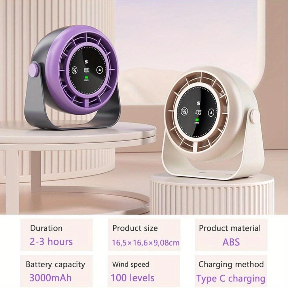 DS301 New Desktop Small Fan with USB Charging and Digital Display Turbo High-Speed Office Wall-mounted Mini Fan