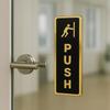 Push–Pull Door Sign – Self‑Adhesive Acrylic (Black/Gold),  Ideal for Offices, Restaurants, Hotels, Homes (Verticle Golden)