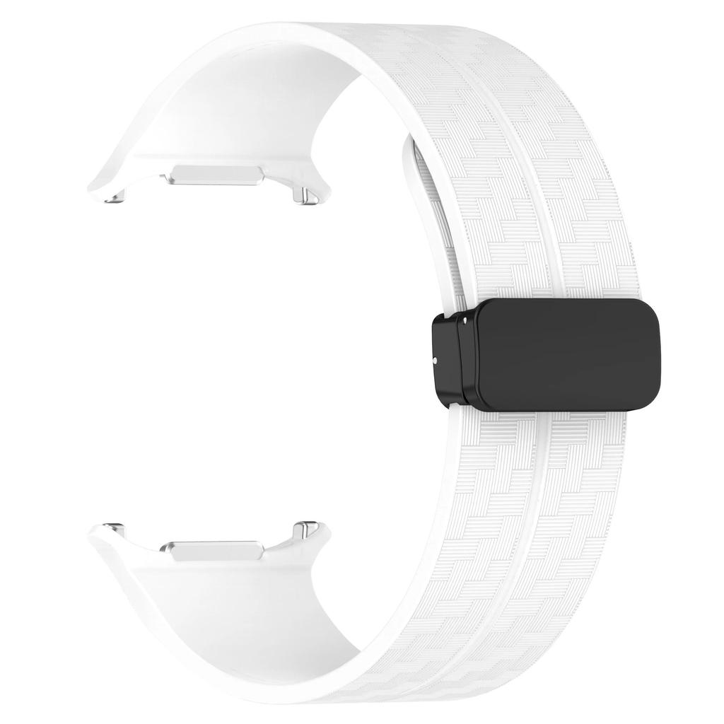 Carbon Fiber Pattern Strap for Samsung Galaxy Watch 7 Ultra 47mm Silicone Magnetic Clasp Band for Galaxy Watch 7 Ultra Bracelet