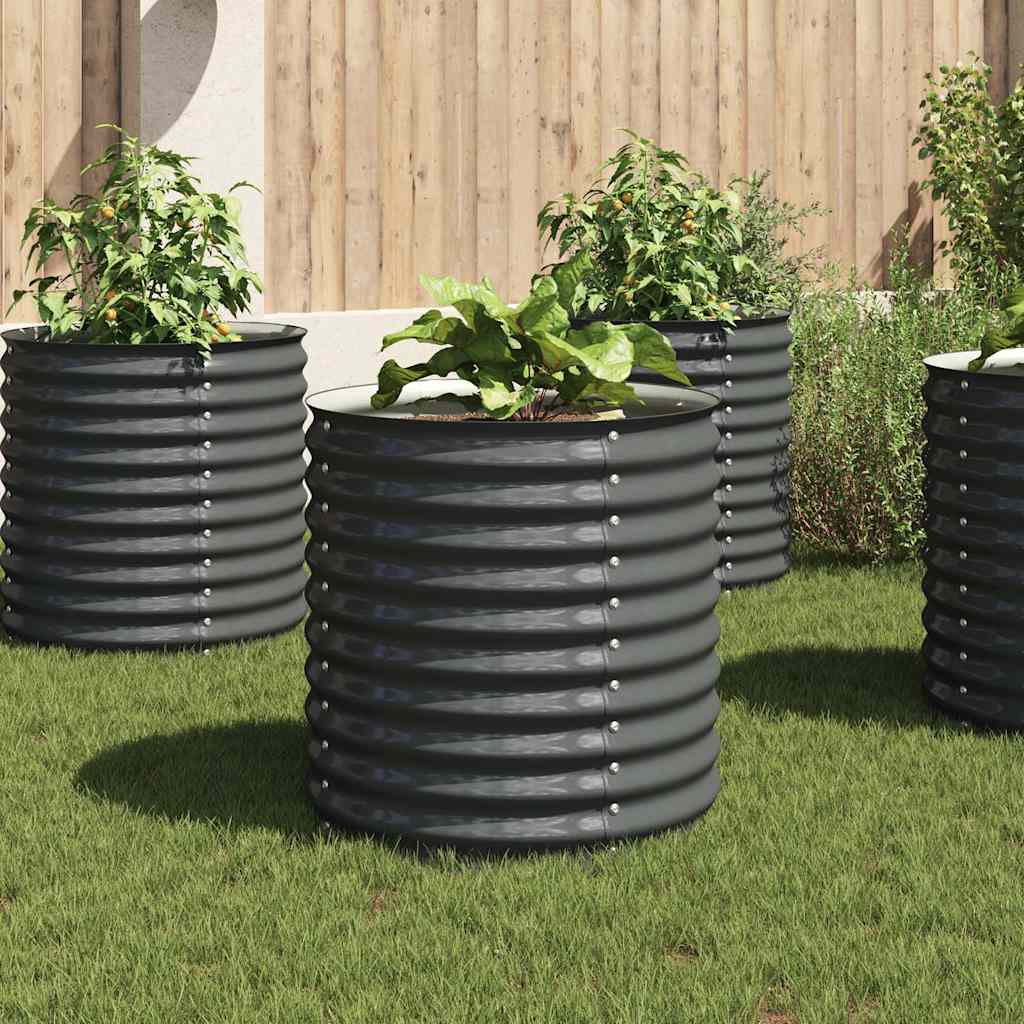 Raised Garden Bed 80 X 80 X 81 Cm Galvanized Steel Gray