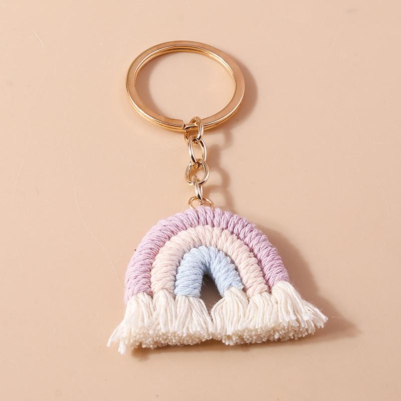 Chaveiro Arco-Íris Fofo Feito à Mão Bola Macia e Fofa Pingentes para Chaveiro para Mulheres Meninas Decoração de Bolsa de Mão Joias Artesanais DIY Presente