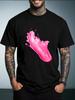 Unisex Summer White Short Sleeve Tee Glossy Pink Liquid Splash Abstract Graphic Print Crew Neck Loose Streetwear Male Casual Tops