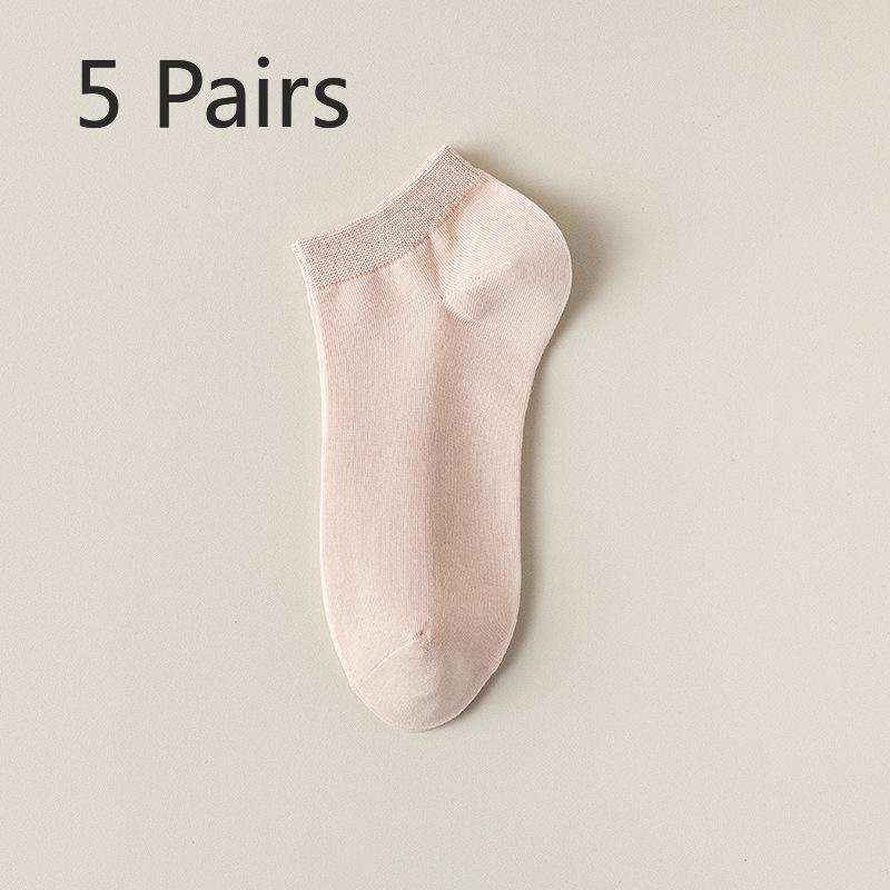 5 Pairs Boneless Socks for Women Spring and Summer Thin Socks Absorbent Cotton Socks