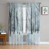 White Aspen Trees In Snow Tulle Window Curtains Living Room Organza Yarn Sheer Voile Curtain Bedroom Kitchen Home Decor Drape
