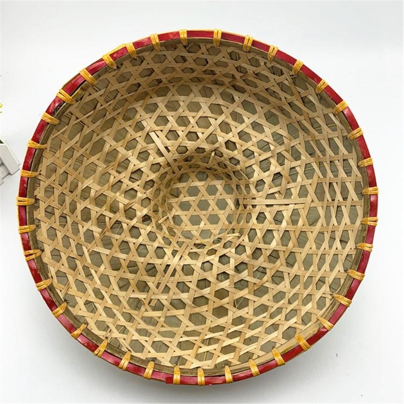 Ancient Oriental Style Bamboo Hat Chinese Costume Traditional Farmer Hat