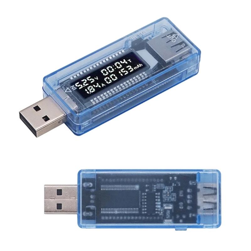 Easy Carry Small USB Power Meter with LED Display for Battery Capacity Electric Current Measurement Overload Protects