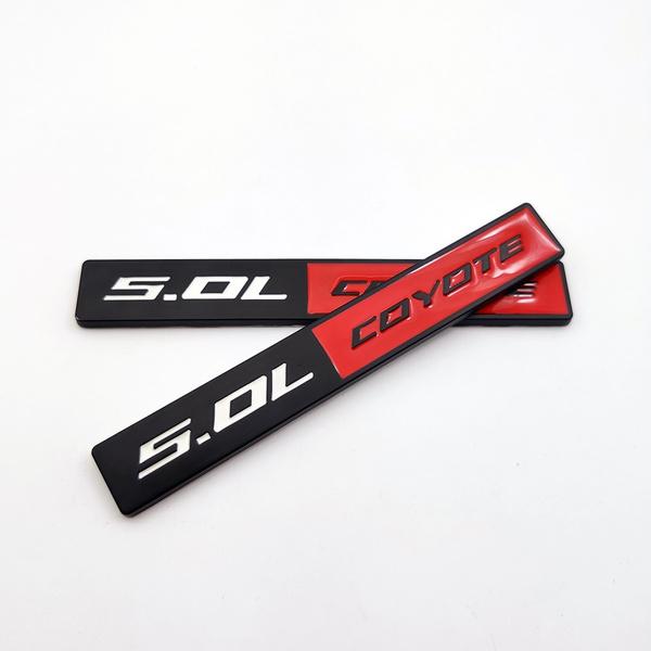 2x Metall 5.0L COYOTE Logo Emblem 5.0 Side Fender Badge 3D Turbo Aufkleber Autotür Aufkleber für M/ustang GT