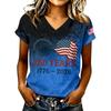 Women's Casual V Neck Short Sleeve T Shirt with Letter Print 250 Years 1776-2026 American Flag Graphic Top Summer Tee