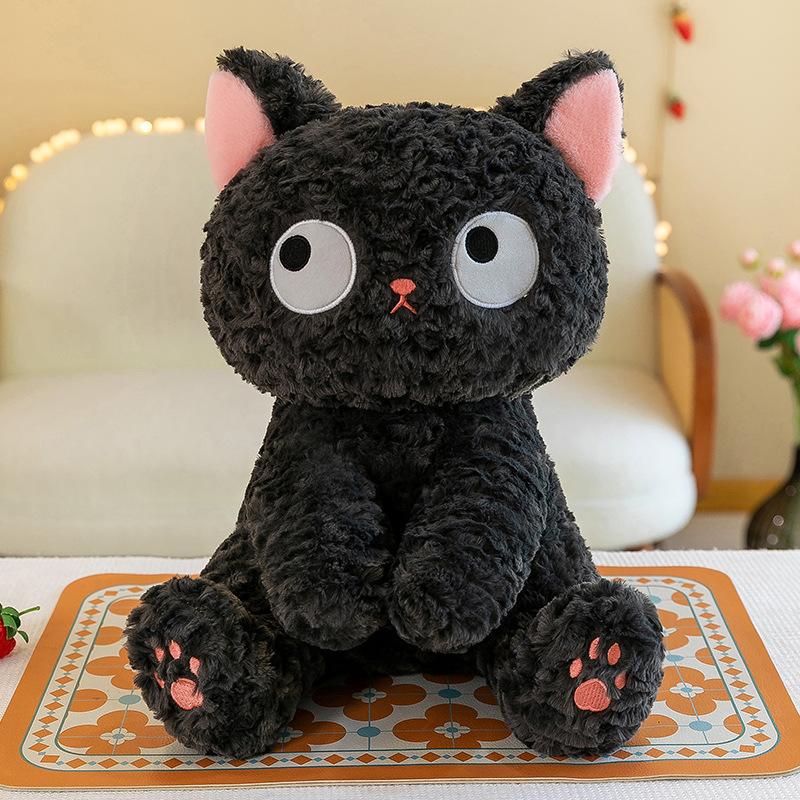 

Glaring at the cute black cat plush toy doll cute lucky cat doll giving girls companionship gifts 35cm